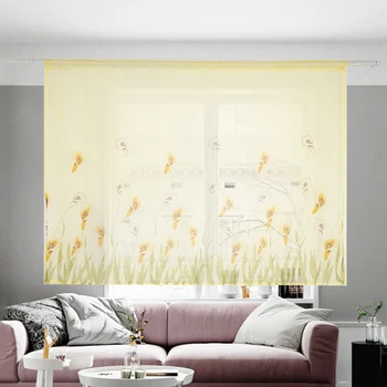 

New Curtain Tulle Drape Panel Sheer Plant Pattern Curtain Soft Room Window Treatments Washable Short Curtain for Living Room