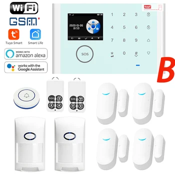 

Smart home wifi/GSM home security anti-theft alarm system connected with Tuya APP Smart Life APP home alarm send signal