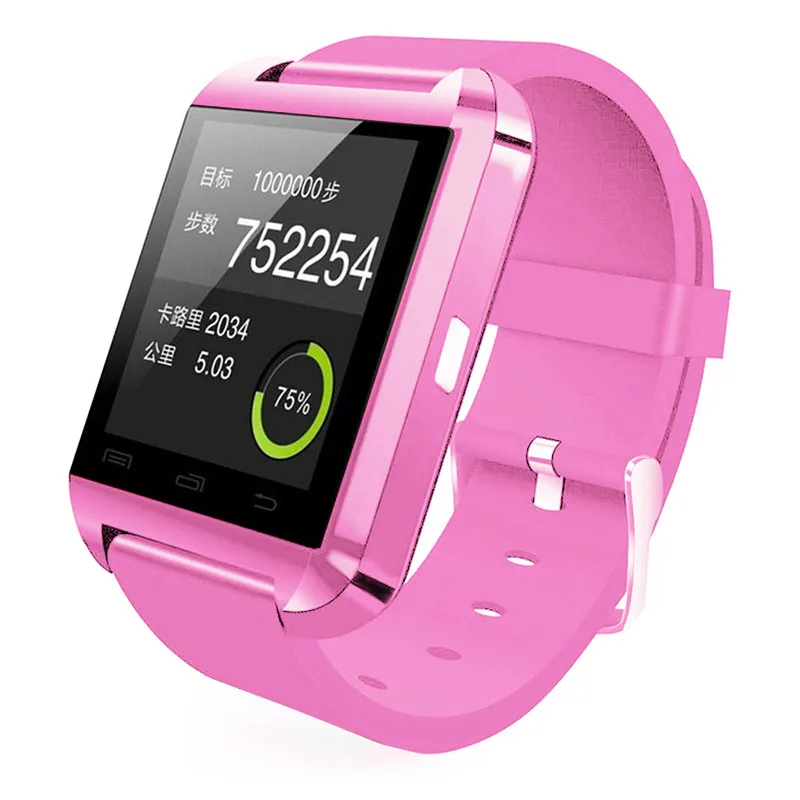 Новинка U8 Смарт-часы Bluetooth Smartwatch U80 для IPhone 6/5 S samsung S6/Note 4 htc android смартфон Android для мужчин - Цвет: pink