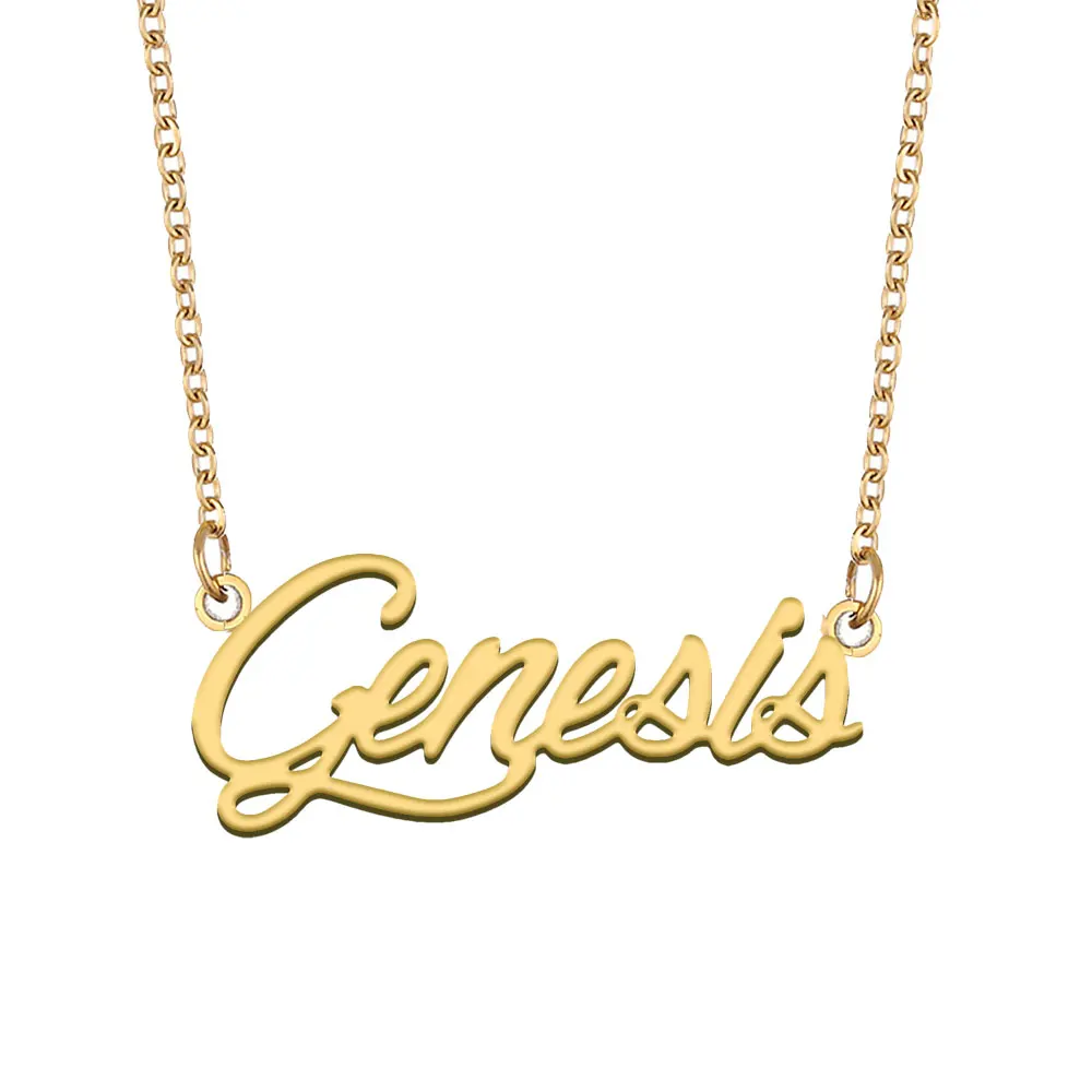 

Genesis Name Necklace for Women Personalized Stainless Steel Jewelry Gold Plated Nameplate Pendant Femme Mothers Girlfriend Gift