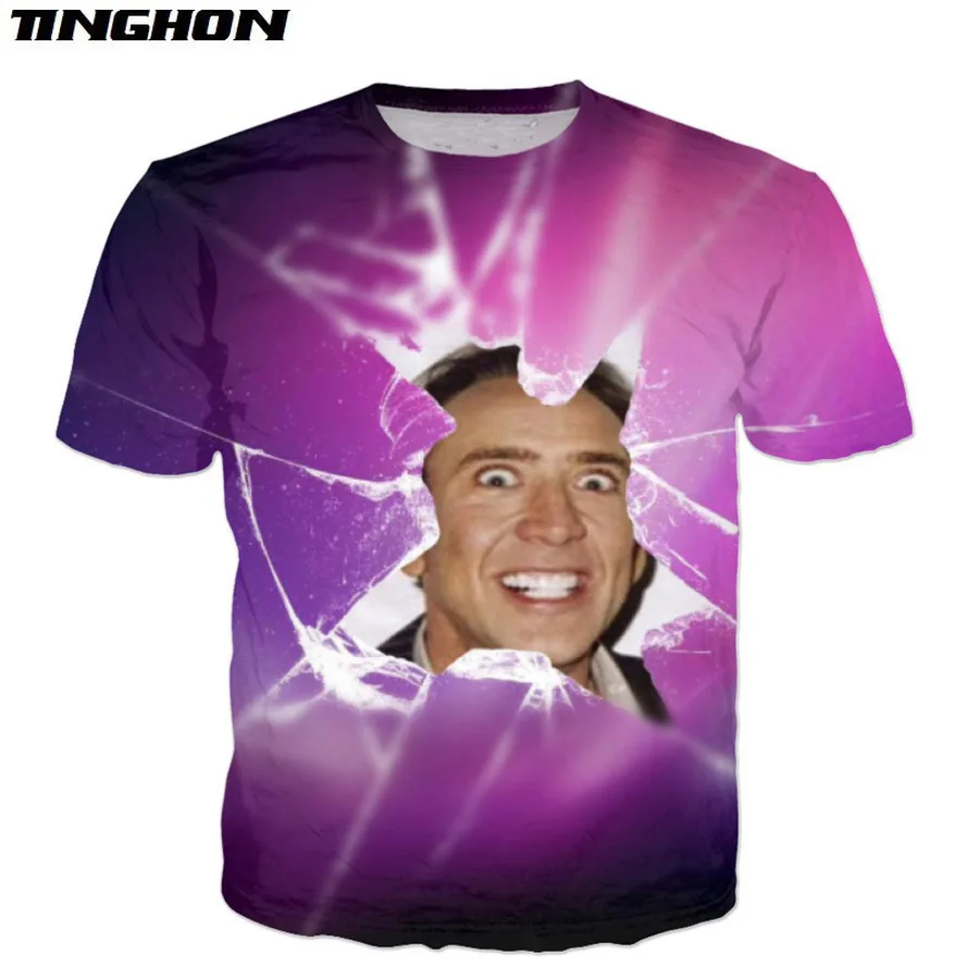 XS-7XL Hot Sale Summer Fashion T Shirt Star Nicolas Cage Funny 3d Print Men Women Casual Tee Shirts 02 | Мужская одежда