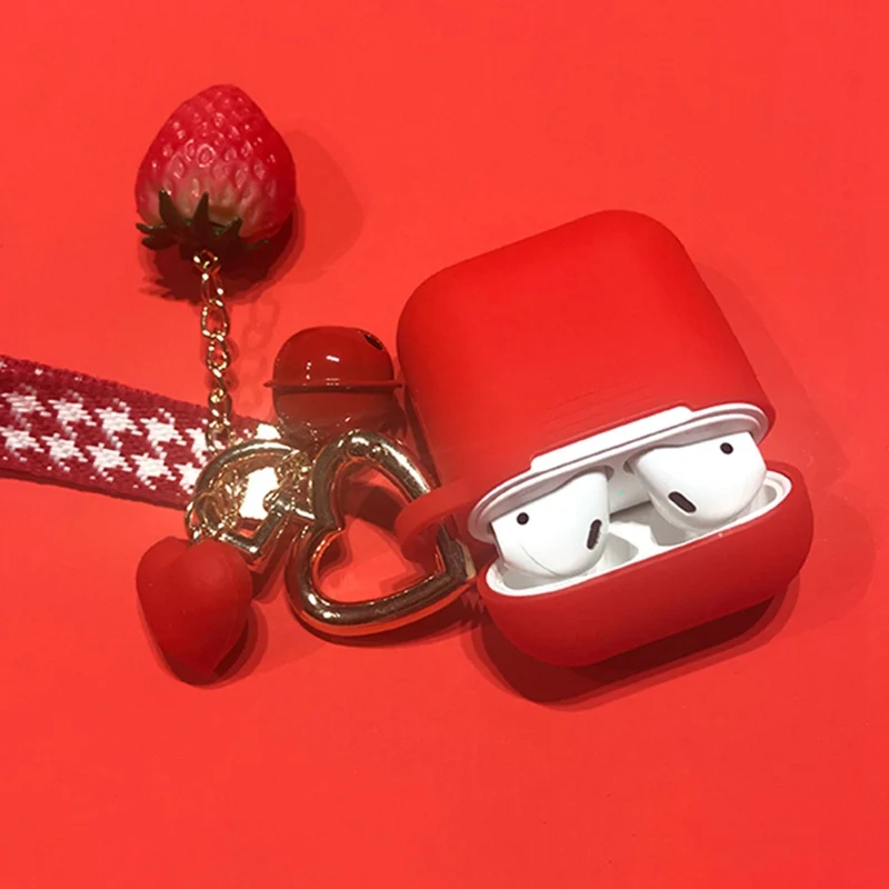 1 шт. милый мультфильм защитный чехол для Airpods с клубничной пряжкой наручный ремень Bluetooth беспроводные наушники силиконовые контейнеры