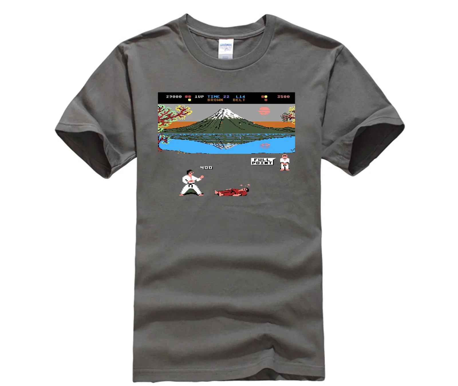 Международная Игра в стиле каратэ, футболка, коммодор, 64 спектра, игровая, C64, мужская, уникальная,, Модная хлопковая футболка для мужчин - Цвет: charcoal gray