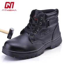 Мужская s натуральная кожаная защитная обувь стальной носок пылезащитный открытый рабочие защитные ботинки мужские большие размеры 36-46 MB278