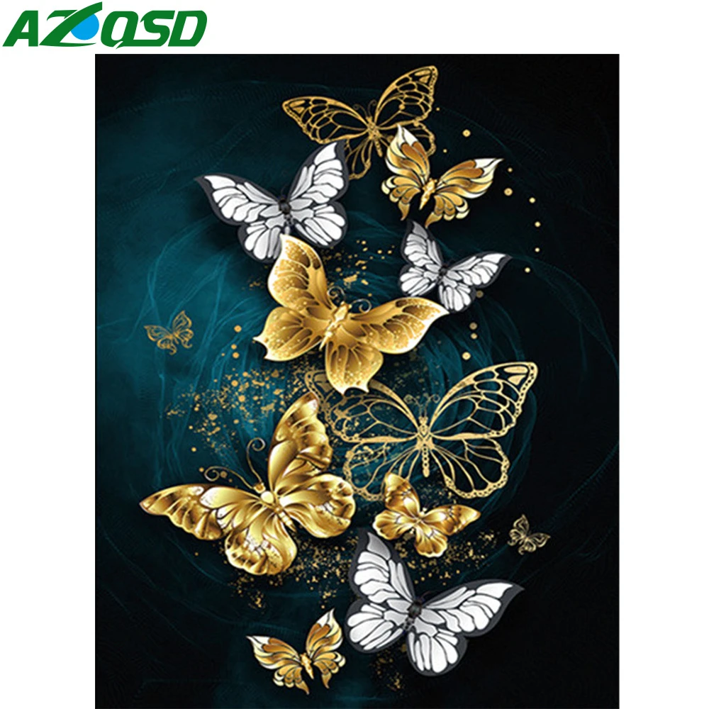 

AZQSD Butterfly Coloring By Numbers Animal Paint By Number Canvas Painting Kits Home Decor Oil Painting HandPainted Gift