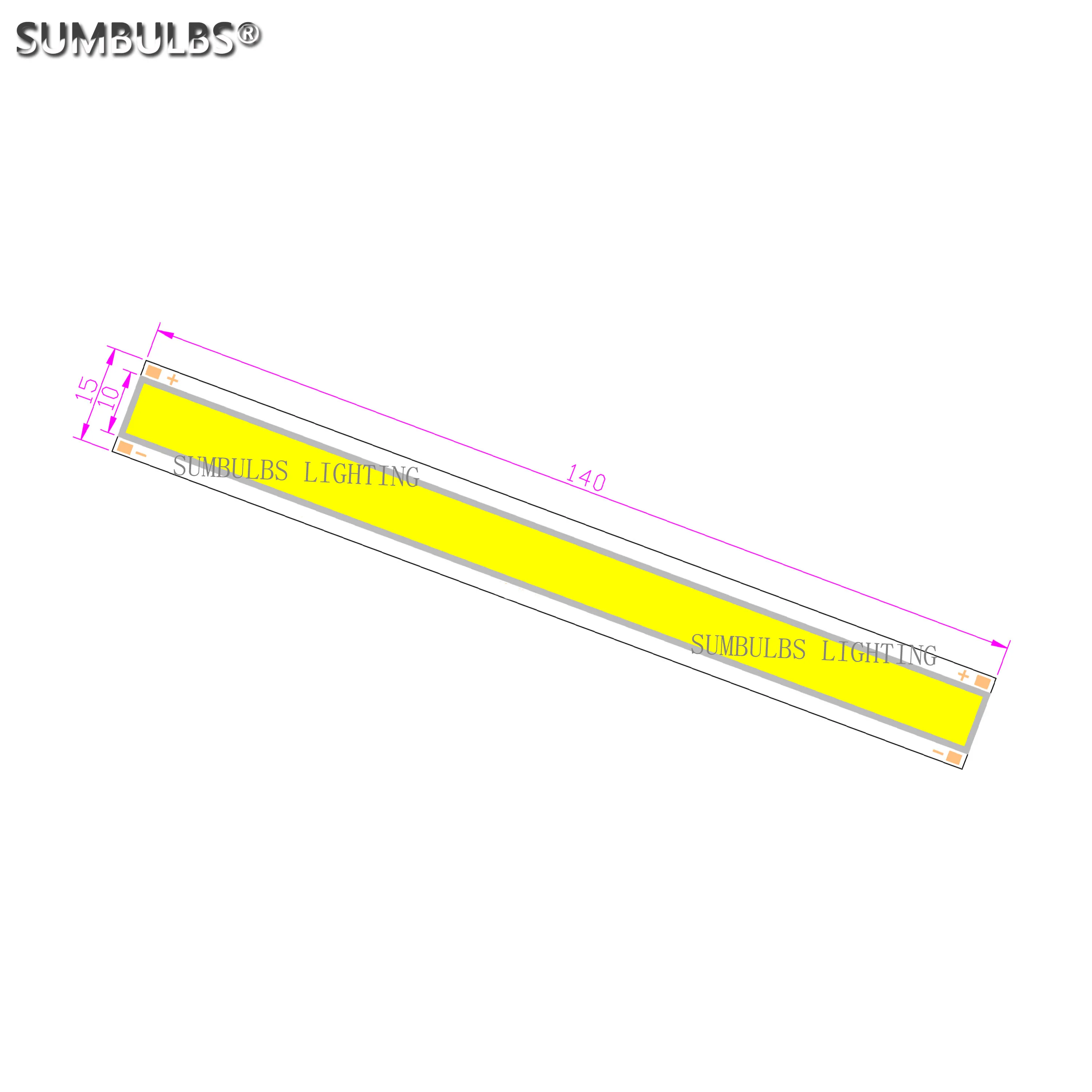 SUMBULBS 140x15mm DC12V 4W Bar COB Strip Light Source Bulb Warm Cold White High Bright LED for Daytime Running Lamp