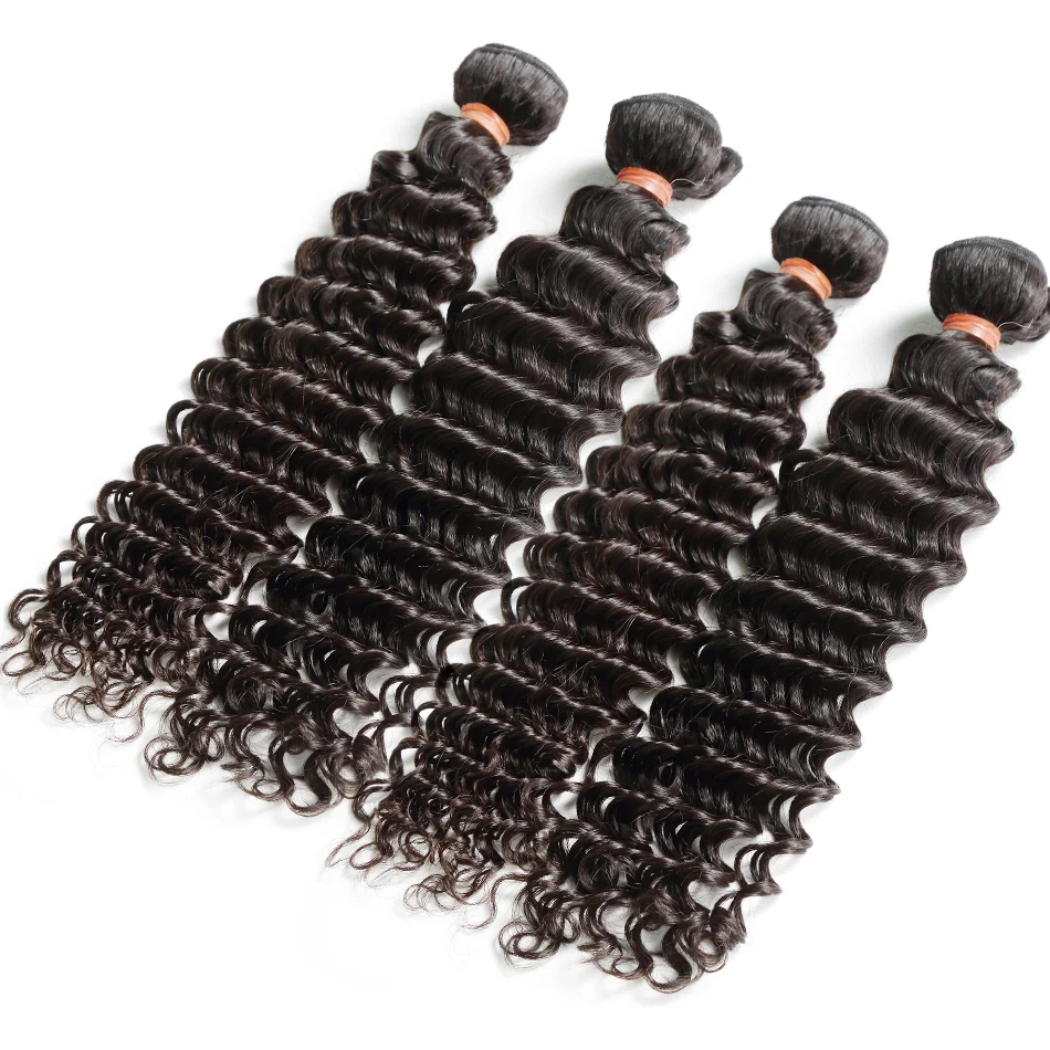 

Poker Face Deep Wave 8- 30 Inch Brazilian M Remy Hair Nature Color 100% Human Hair Weaving Water Weave 3 4 Bundles Double Drawn Human Hair Long Curly Bundles