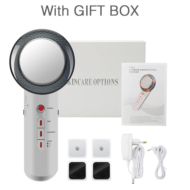 With Gift Box Ультразвуковая EMS Стимуляция тела похудение массажер Потеря веса Липо антицеллюлитный жиросжигатель Гальваническая инфракрасная ультразвуковая терапия - Цвет: With Gift Box