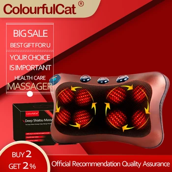 Massaggio Shiatsu Cuscino Riscaldamento A Raggi Infrarossi Collo Posteriore Della Spalla Del Corpo Massaggiatore Cervicale Dispositivo di Salute E Bellezza Massageador