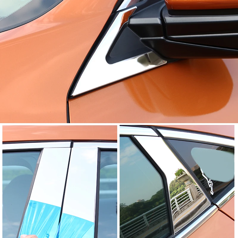 6/8 шт. автомобильный Стайлинг Колонка Стикеры для Honda 10th Civic с года по настоящее время оконная накладка передний и задний кузова украшения хром аксессуар