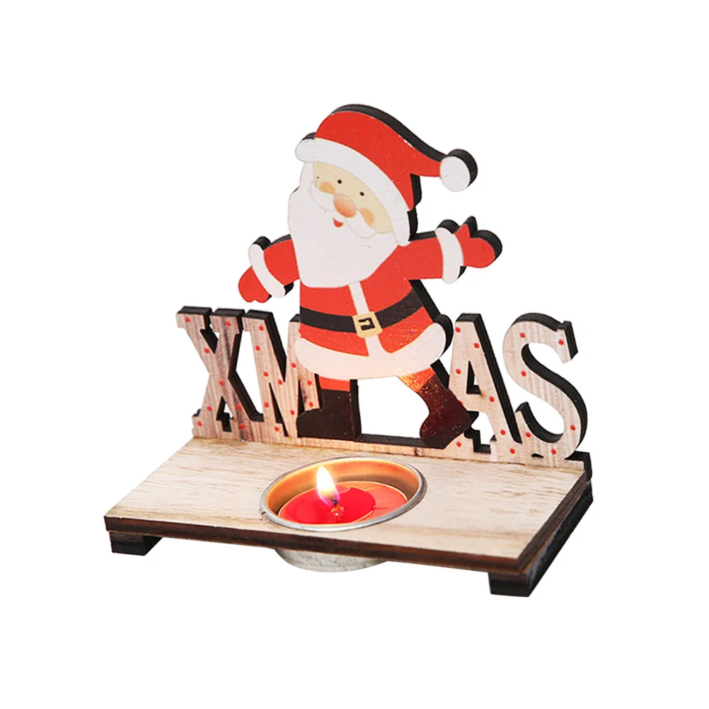 Рождественский Санта Клаус подсвечник деревянный Санта Клаус подсвечник подарок рождественские украшения настольный декор для кафе офиса дома