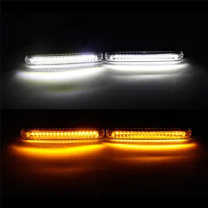 Image 5 - 2 adet LED DRL araba gündüz çalışan işık COB gün işık beyaz sarı dönme sinyali lambası sis farları 12V otomatik araba ışık evrensel