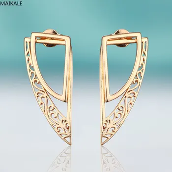 

MAIKALE Fashion Wing Stud Earrings for Women Copper Gold Earring Simple Big Earring Exquisite Jewelry Wedding Party Gifts