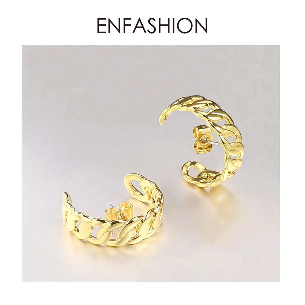 ENFASHION панк звенья цепи серьги гвоздики для женщин аксессуары маленький золотого цвета хип хоп серьги Модные ювелирные изделия Kolczyki E191120