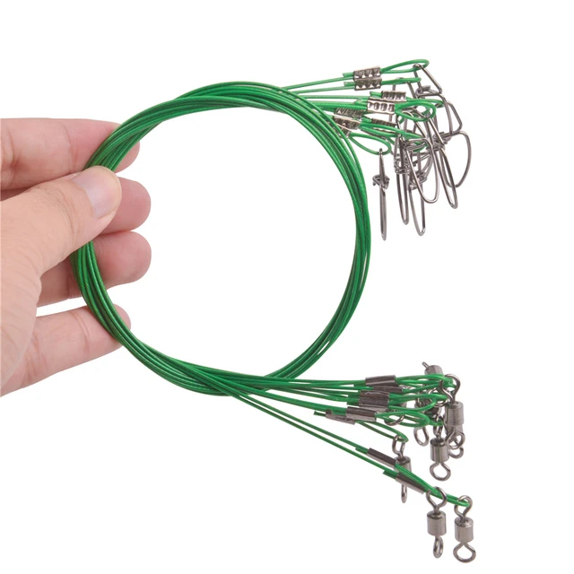 10Pcs 50cm Steel Wire Leader Fishing Line Leash 150Lbs/68kg With