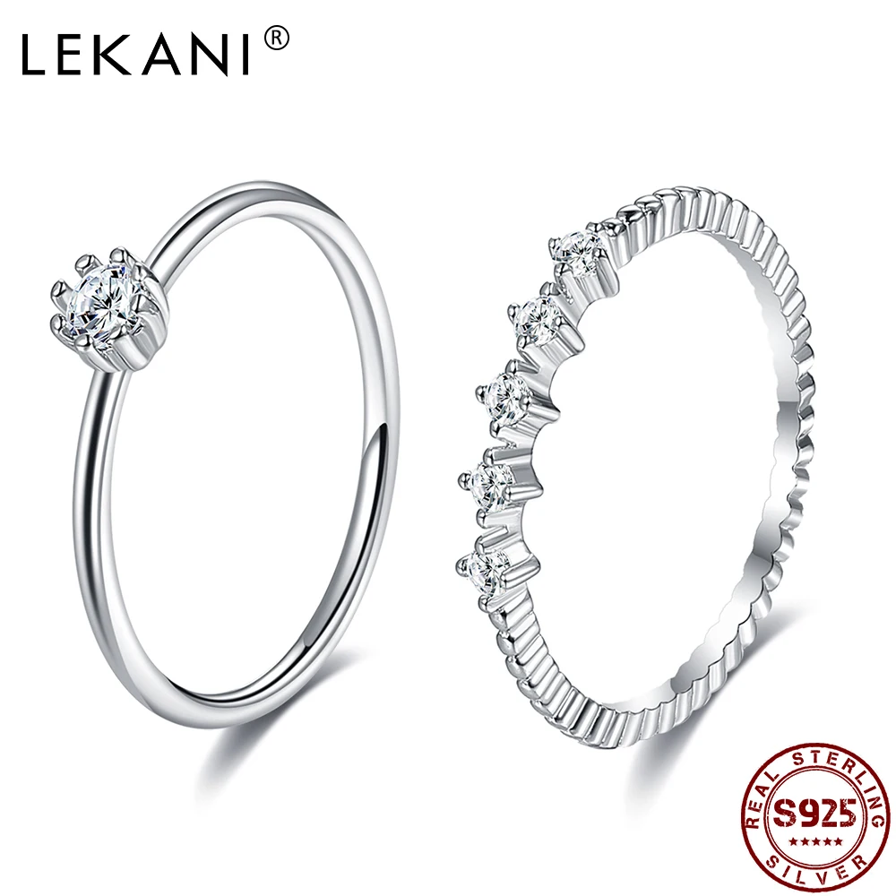 LEKANI 925 пробы Серебряные кольца наборы для Для женщин 5A чистым кубическим