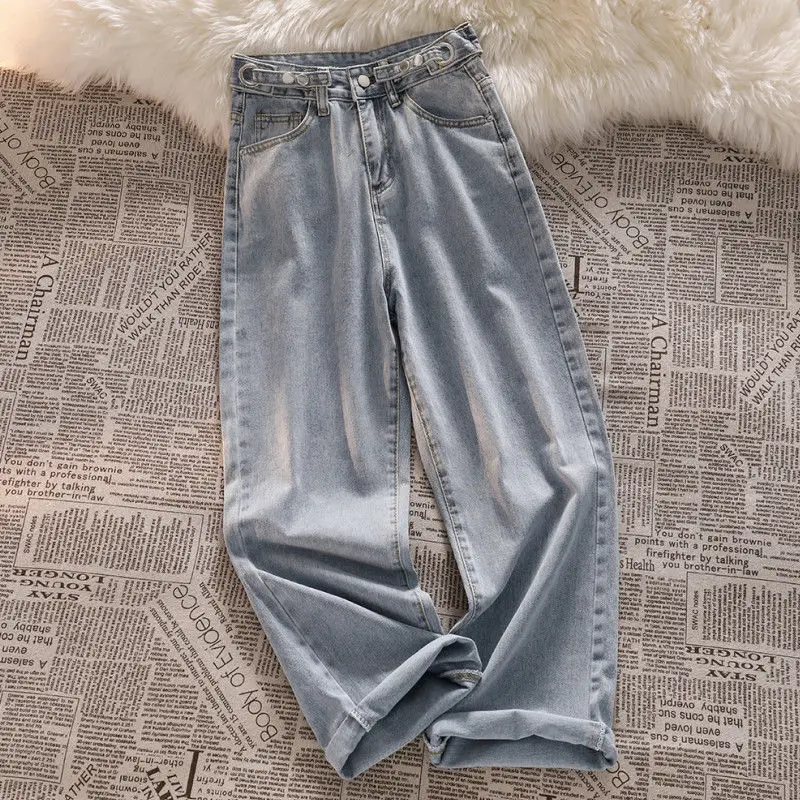 

2022 New Wide Leg Pants Women Jeans Spring Autumn High Waist Slouchy Straight Leg Denim Trouser Fall Casual High Street Clothes