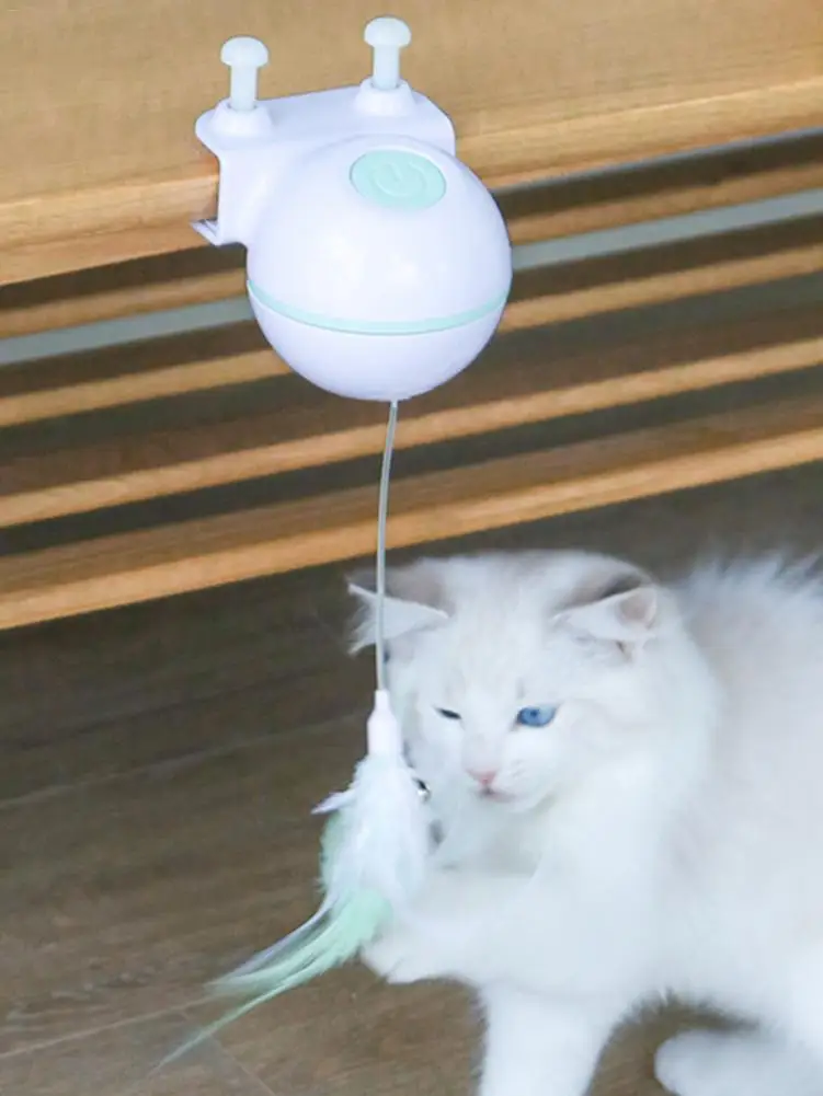 Электронная движущаяся игрушка для кошки в виде шара USB электрическая игрушка для кошки светодиодный светильник забавная палочка для кошки может менять перья можно зажимать игрушки для домашних животных мяч