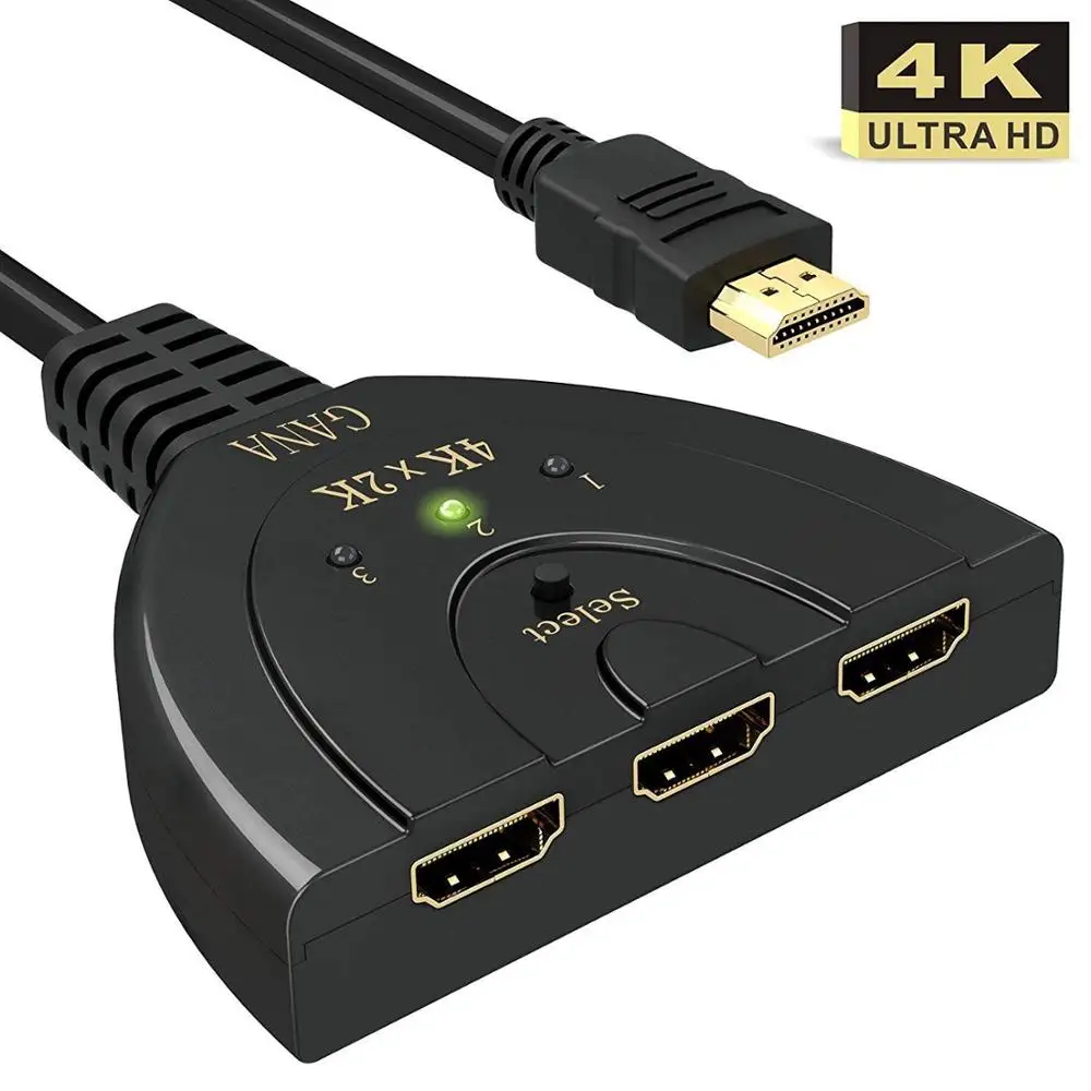 HDMI коммутатор 3 порта 4K HDMI коммутатор 3x1 переключатель сплиттер с косичкой кабель Sup порт s Full HD 4K 1080P 3D плеер для PS4 HDTV Xbox - Цвет: Черный