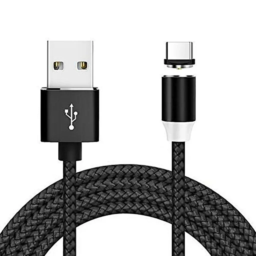 Зарядное устройство для телефона 1 м 2.4A USB-C type C нейлон Android Круглый Магнитный зарядный кабель Универсальный зарядный кабель для Android