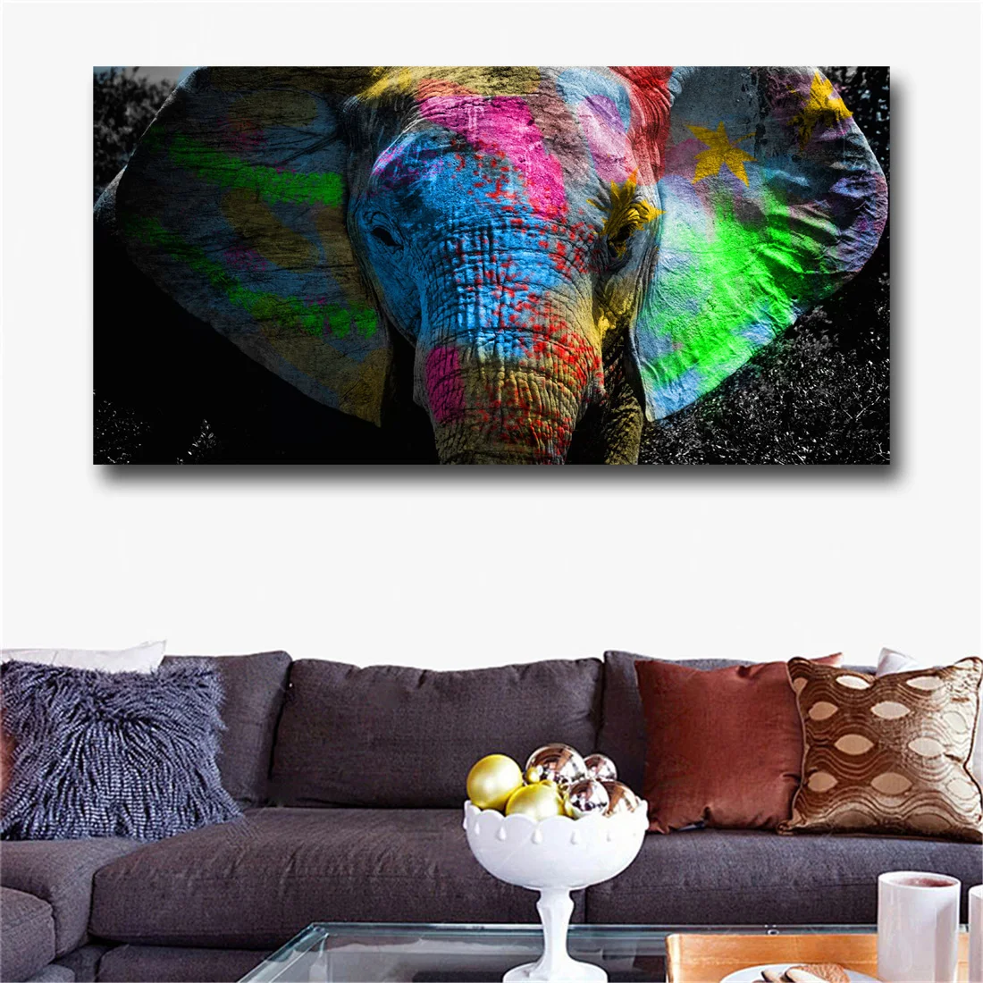 Colorful African Elephant Canvas Painting Wall Art Animal Oil Paintings Huge Size Wall Prints Posters For Living Room
