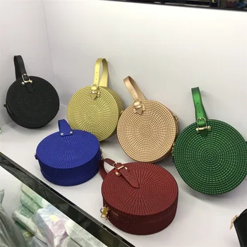 

Woman Shoulder Round Hand Bag Multi-function Jelly Package Woven Frosted PVC zipper 2019 Girl Fashion Hand Carry Shoulder Strap