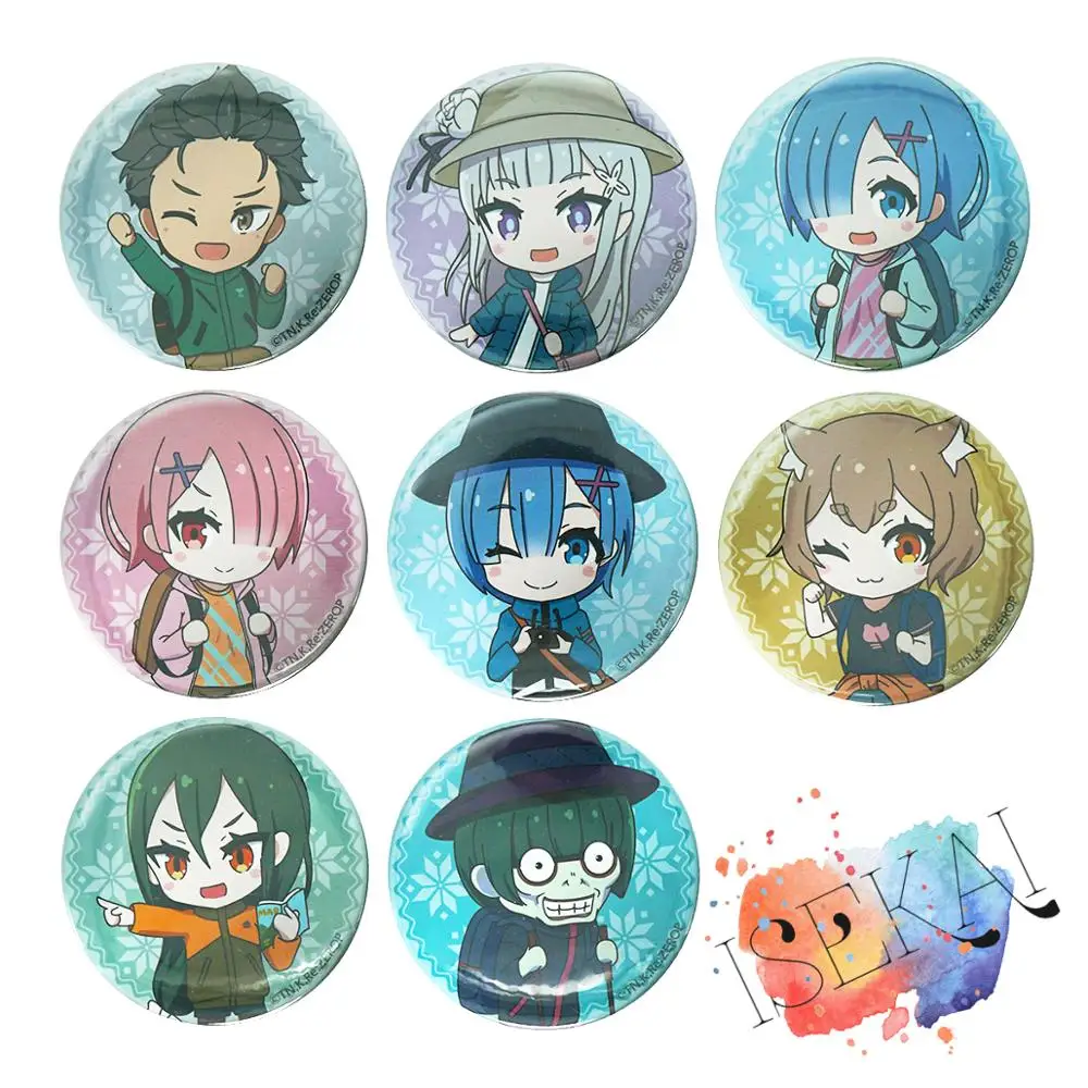 

Rezero Anime Rem Ram Natsuki Subaru Emilia Felix Re:Zero kara Hajimeru Isekai Seikatsu Relife Metal Badge Brooch Pins