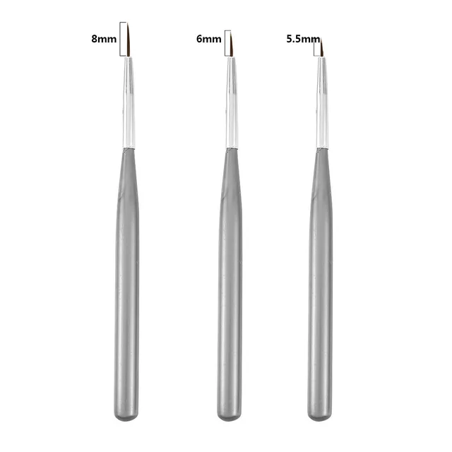 3Pcs Acrylic French Stripe Nail Art Liner Brush Set 3D Tips Manicure Ultra-thin Line Drawing Pen UV Gel Brushes Painting Tools TD853
