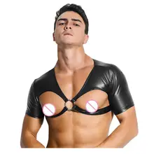 SM игровой кожаный жилет, Сексуальная мужская одежда, модные Клубные Сексуальные лакированные кожаные колготки, блузка, продукт для секс-игр, новая одежда для гей-бара A7