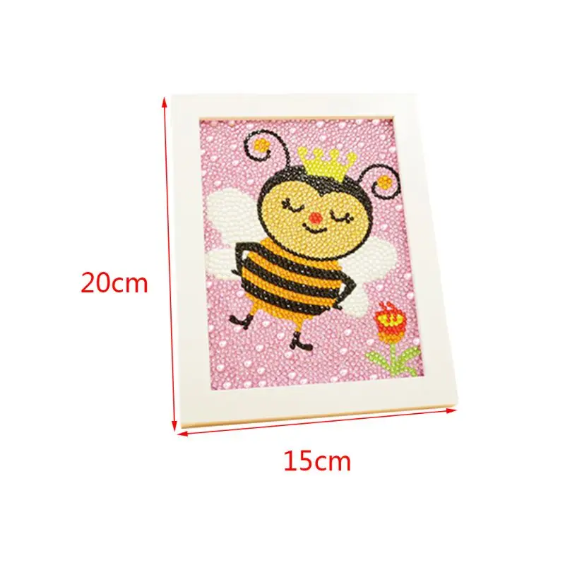Bee Bee DIY 5D Full Drill Round Diamond Painting  Picture Cross Stitch Kit Embroidery Handmade Home Decor With Frame For Kids