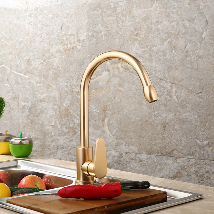 Space Aluminum Kitchen Faucets Deck Mounted Stream Hot Cold Water Mixer Tap Rose Gold Single Hole Plug Sink Faucets Grifo Cocina