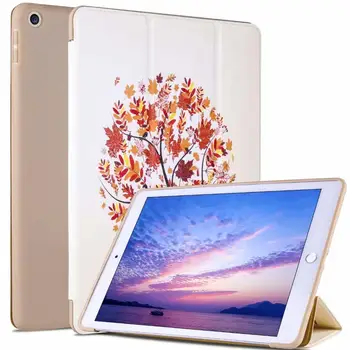 

Coloured drawing Case for IPad 7th 10.2 inch 2019 Shell Flip Folding Stand Soft Silicone Tablet Protect Cover Funda+pen