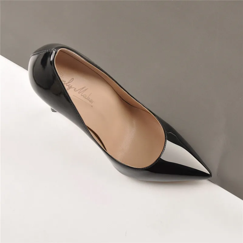 Onlymaker/женские пикантные туфли черного цвета с острым носком туфли-лодочки на высоком каблуке 8, 10, 12 см, без шнуровки Классическая обувь большого размера
