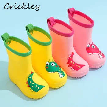 

Children Rain Shoes Lovely Cartoon Dinosaur Pattern Rain Boots for Kids Boys Girls Macaroon Colour Soft Non Slip Waterproof Shoe