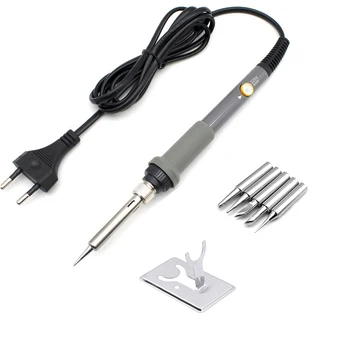 

220V 60W Lötkolben Eu-stecker Einstellbare Temperatur Löten Gun Schweißen Rework Reparatur Werkzeug Mit 5 stücke Solder spitze