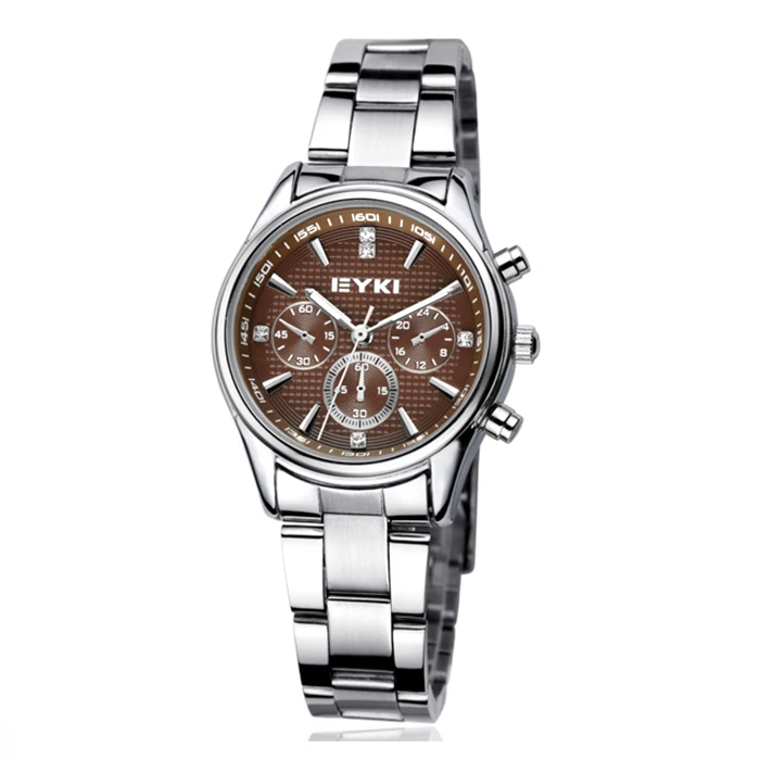 

EYKI Brand Women Stainless Steel Waterproof Watch Fashion Silver Quartz Watches Female Luminous Pointer D Wristwatches