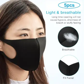 

5PCS Anti Influenza Dust Mask Dustproof Mouth Mask Washable Reusable Breathable Masks Mouth-muffle Bacteria Proof Haze Face Mask