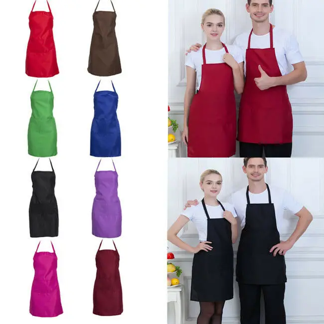 Thicken Cotton Blend Sleeveless Apron Anti-wear Cooking Kitchen Bib Women Men Aprons With Pocket