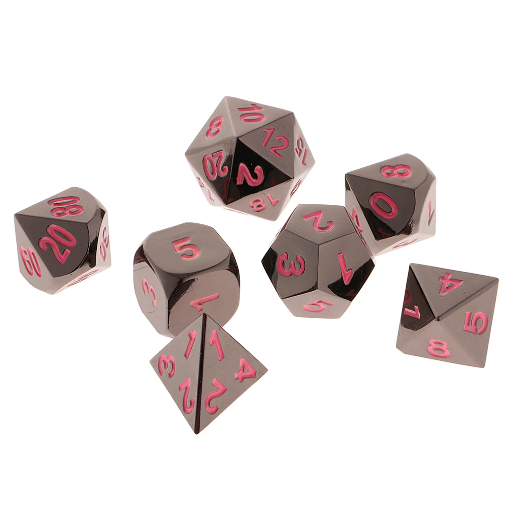 Pink 7 шт. 15 мм D4-D20 цифрами многогранные кости для DND D& D РГП Настольная игра игрушка - Цвет: Pink