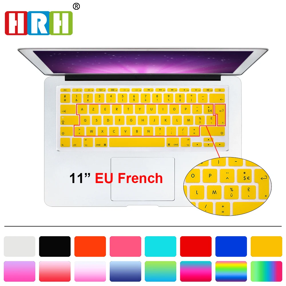 HRH Водонепроницаемый Мягкий силиконовый чехол для клавиатуры AZERTY во французском