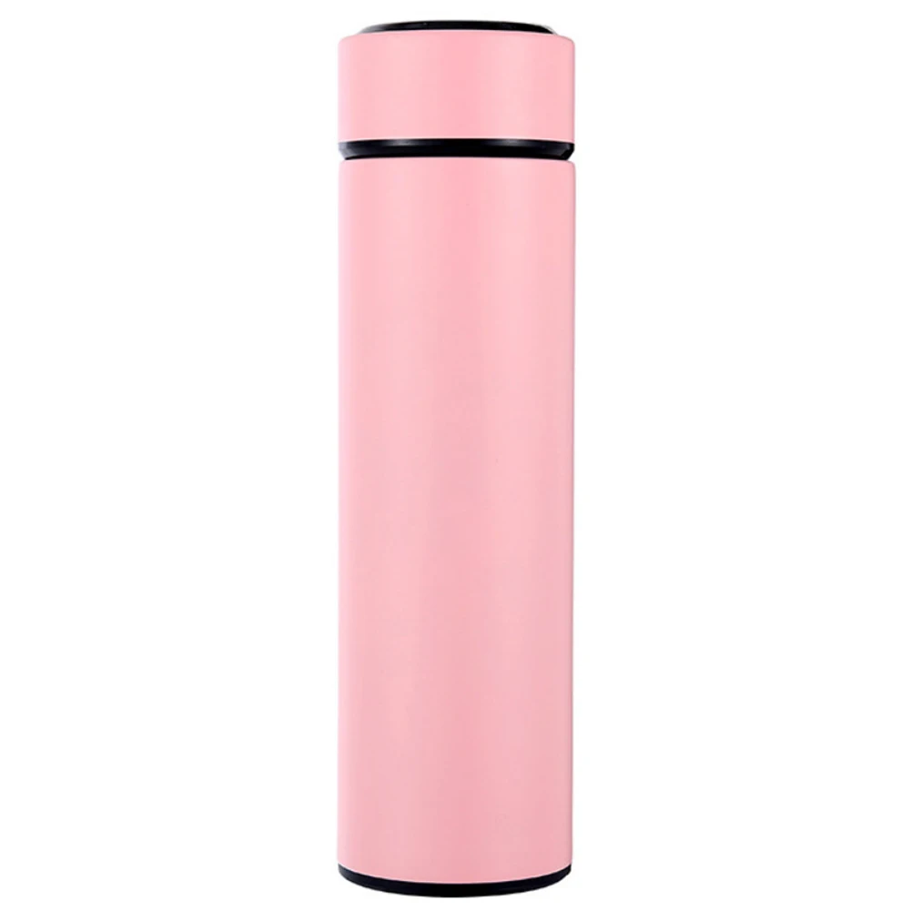 Waterproof Stainless Steel Digital LED Touch Screen Heat Insulation Water Bottle Household Drinkware - Color: Pink