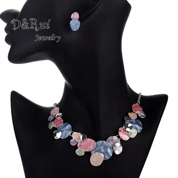 

Unique Design Circular Geometric Jewelry Sets for Women Fashion Woman Party Wedding Statement Chain Necklaces and Earrings Set
