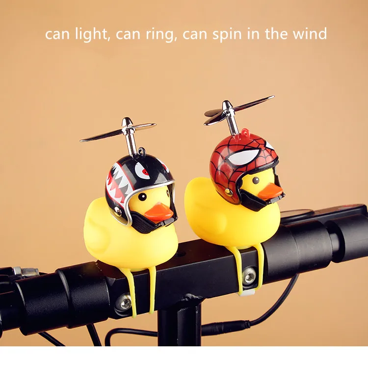 WorthWhile Bicycle Duck Bell with Light Broken Wind Small Yellow Duck Bike Motor Helmet Riding Cycling Accessories7