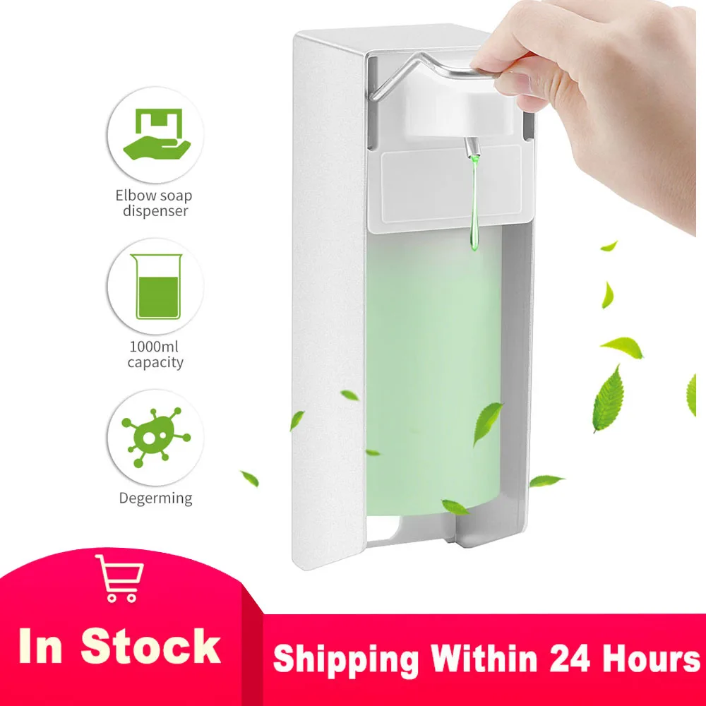 

Manual Elbow Soap Dispenser Press Hand Soap Pump ABS Wall-Mounted Sanitizer Dispenser For Home Hospital Hotel Bathroom 500ml