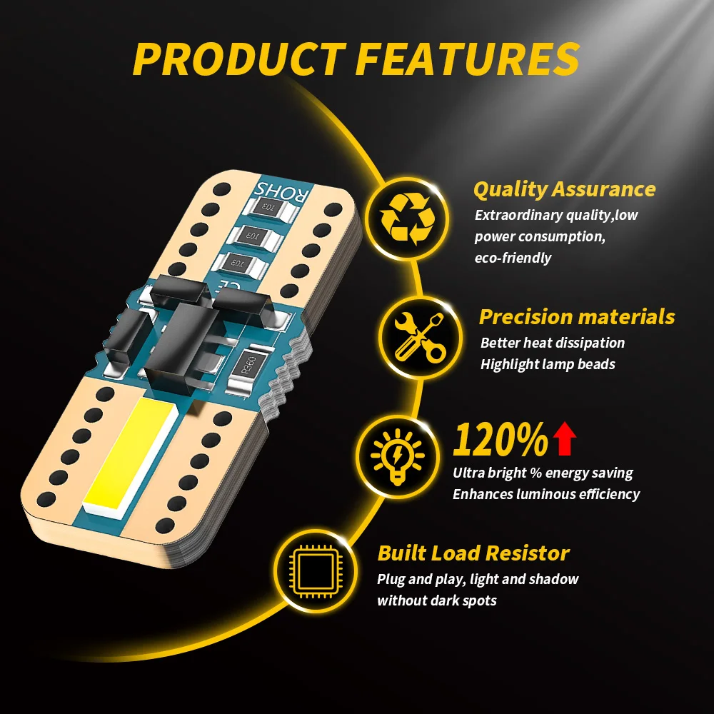 DXZ 150 шт T10 светодиодный автомобиль W5W лампы Canbus 168 194 2 SMD 6000K белый интерьер