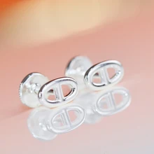 Брендовые ювелирные изделия из чистого 925 пробы серебра для женщин, маленькие серьги с замком, серьги в виде подковы, милые серьги-гвоздики с замком, вечерние ювелирные изделия