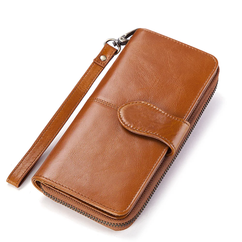 Leather Fashion Women's Handbag Multifunctional Long Zipper Multi Card Large Capacity Wallet - Цвет: Оранжевый