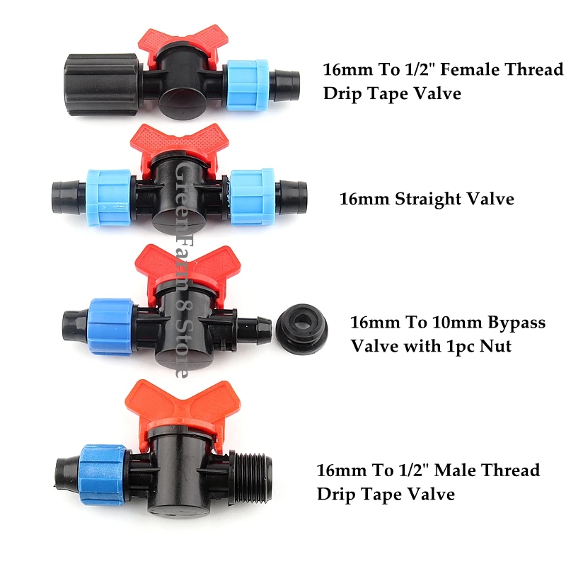Drip Tape Valve Micro Irrigation System Connector 2~50pcs 1/2" Female/Male Thread 16mm for Greenhouse Watering 16mm Tube Use drip irrigation system