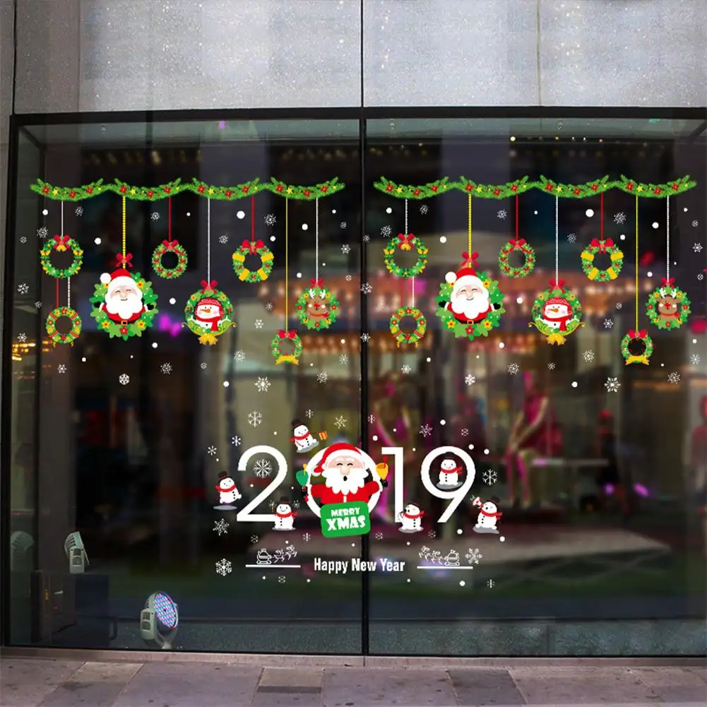 Подвесные Новогодние рождественские праздничные Стеклянные Настенные наклейки домашний Декор новогодние наклейки на окно самоклеящиеся# SO