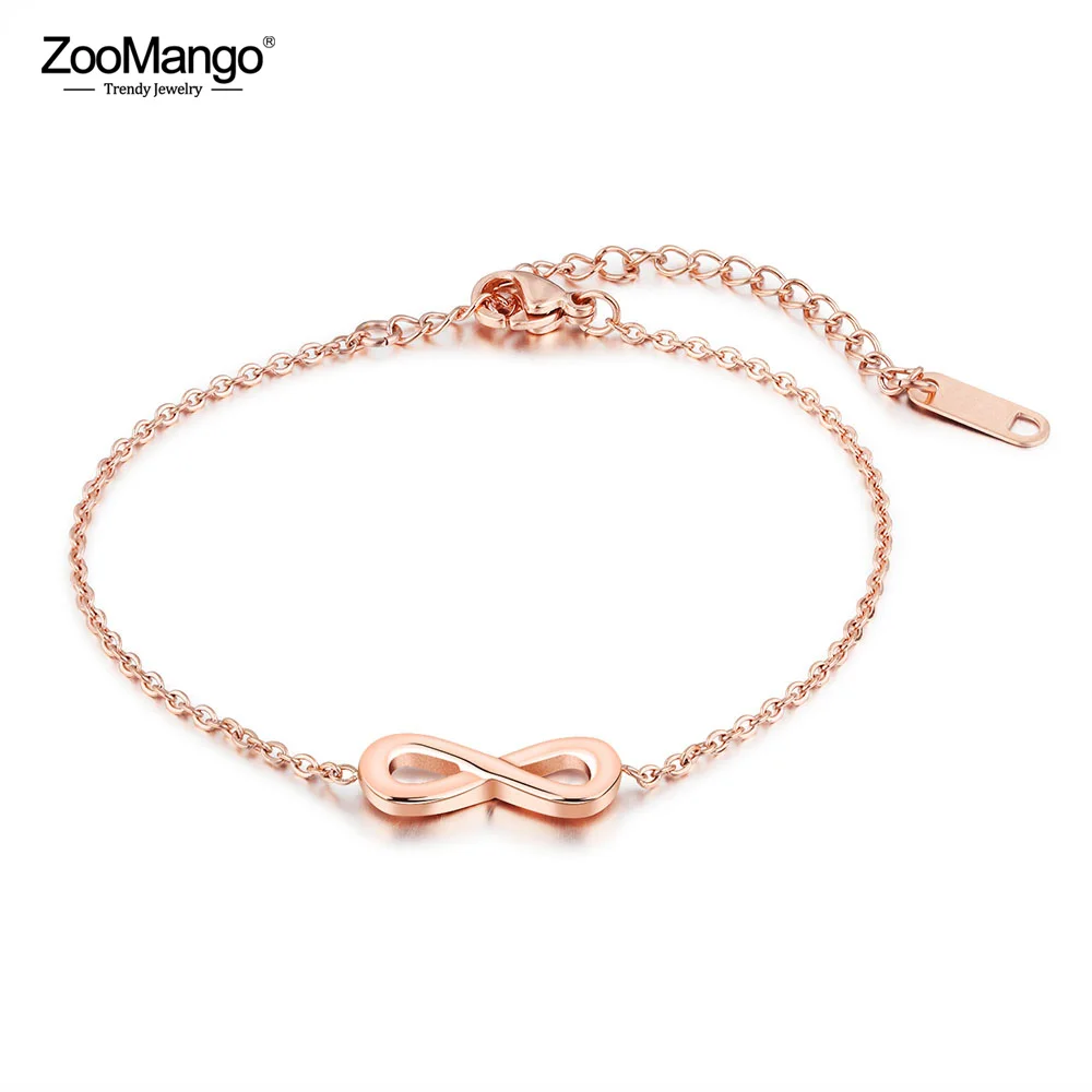 

ZooMango Trendy Infinity Charm Bracelets For Girls Rose Gold Srainless Steel Classic Link Chain Female Bracelet Jewelry ZB18091